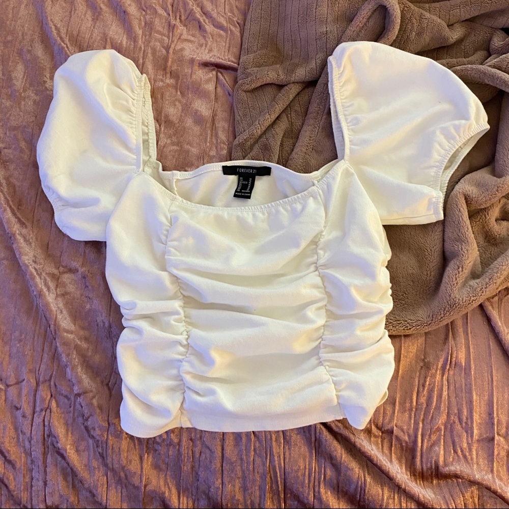 White Puffy Sleeve Top